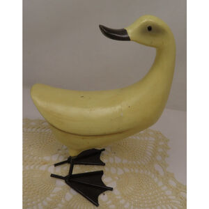 Pair Hand Crafted Painted Carved Farmhouse Yellow Duck 8”